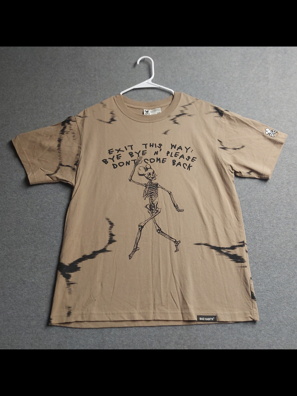 Bad Habits Tan Skeleton Graphic Tee Size XS